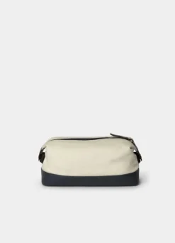 canvas washbag with leather details