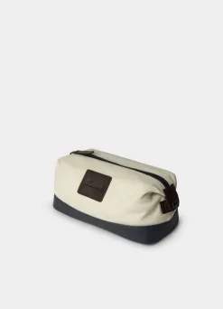 canvas washbag with leather details