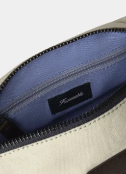 canvas washbag with leather details