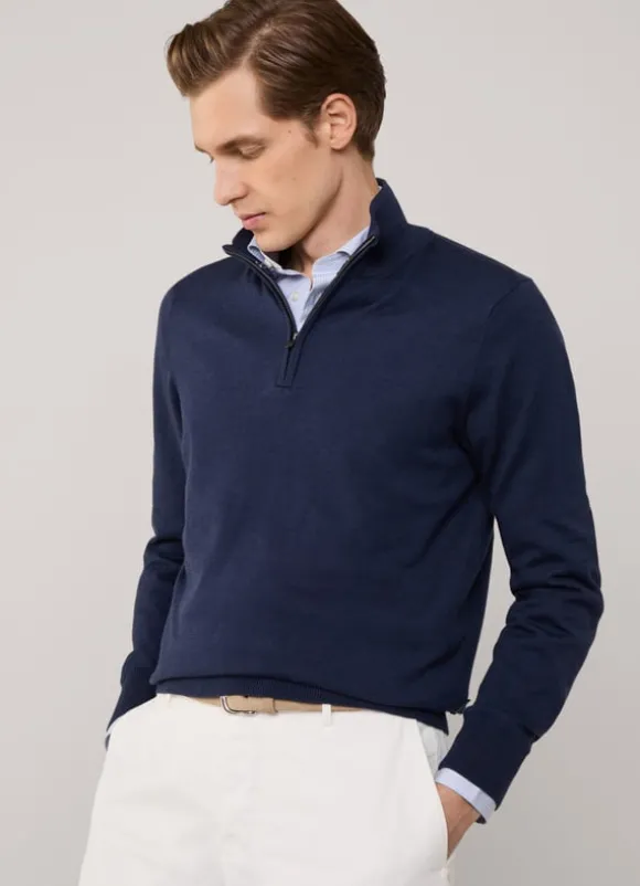 cotton silk half zip jumper