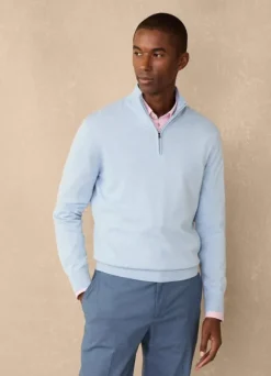 cotton silk half zip jumper