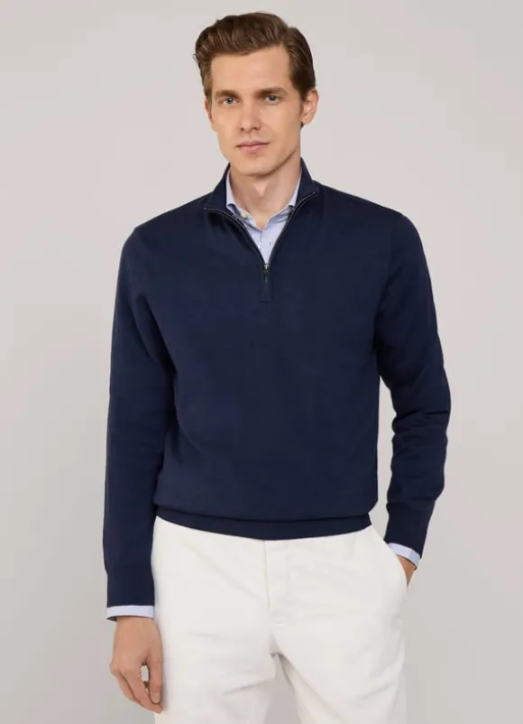 cotton silk half zip jumper