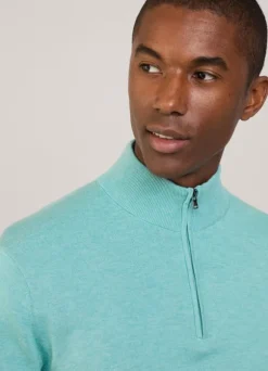 cotton silk half zip jumper