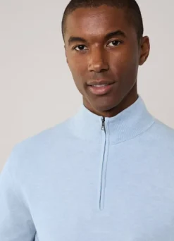 cotton silk half zip jumper