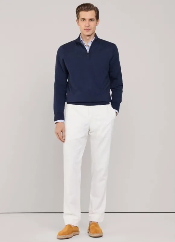 cotton silk half zip jumper
