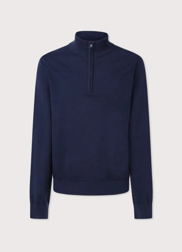 cotton silk half zip jumper