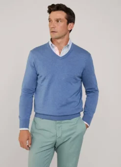 cotton silk v neck jumper