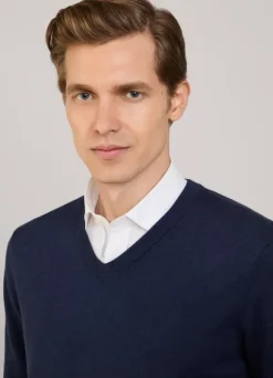 cotton silk v neck jumper