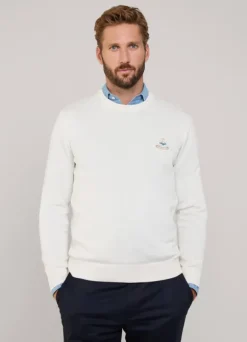 embroidered bird crew neck jumper