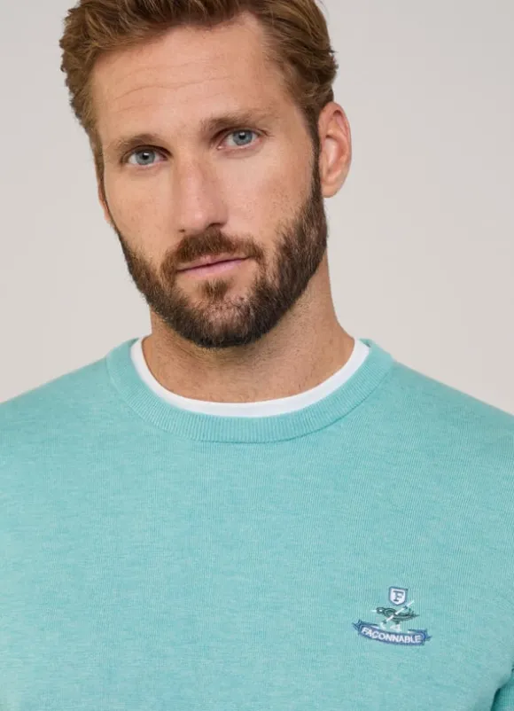 embroidered bird crew neck jumper