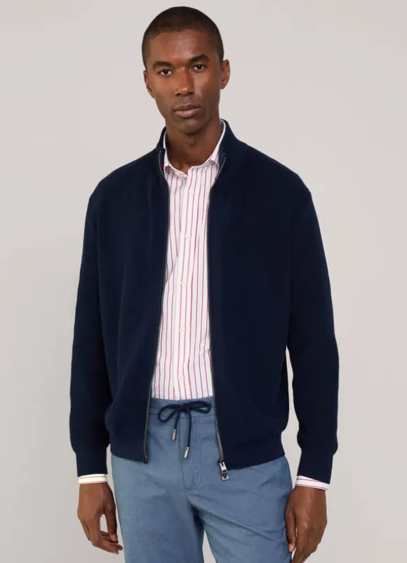full zip high neck cardigan