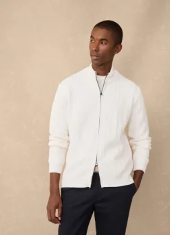 full zip pointelle cardigan