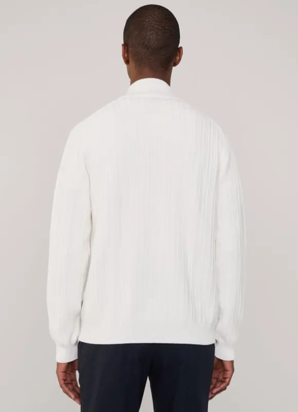 full zip pointelle cardigan