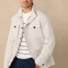 high neck linen cotton parka