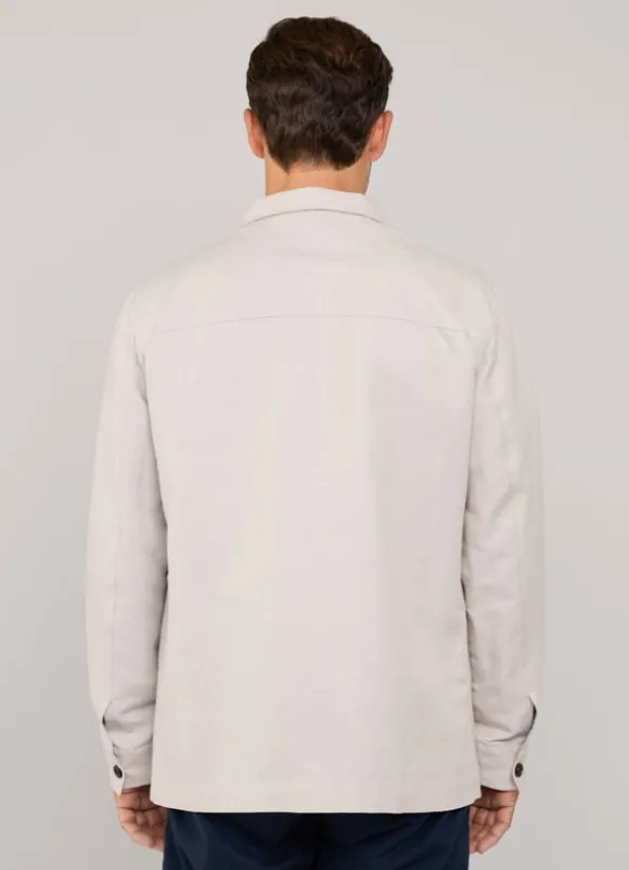 high neck linen cotton parka