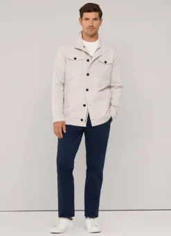 high neck linen cotton parka