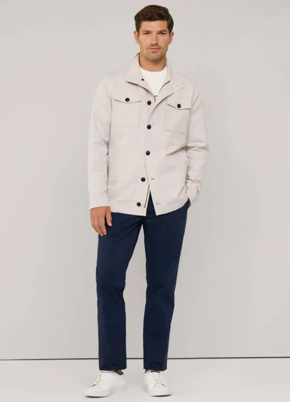 high neck linen cotton parka