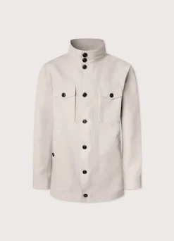 high neck linen cotton parka