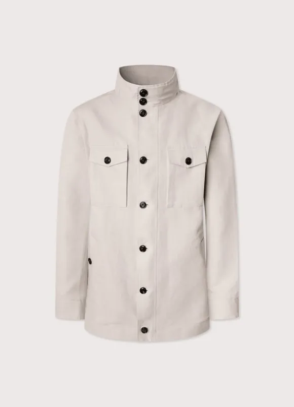 high neck linen cotton parka
