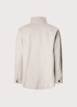 high neck linen cotton parka