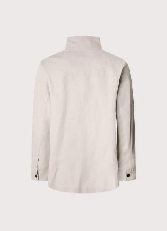 high neck linen cotton parka