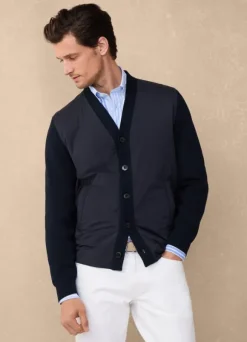 hybrid cardigan with buttoned closure