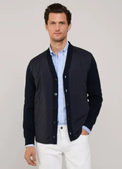 hybrid cardigan with buttoned closure
