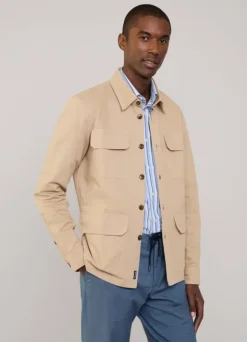 linen cotton cargo overshirt