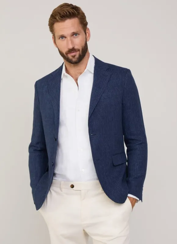 pinstripe linen blazer
