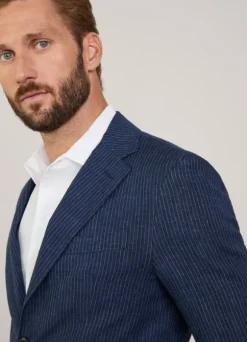 pinstripe linen blazer