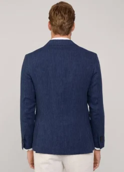 pinstripe linen blazer