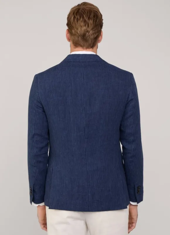 pinstripe linen blazer