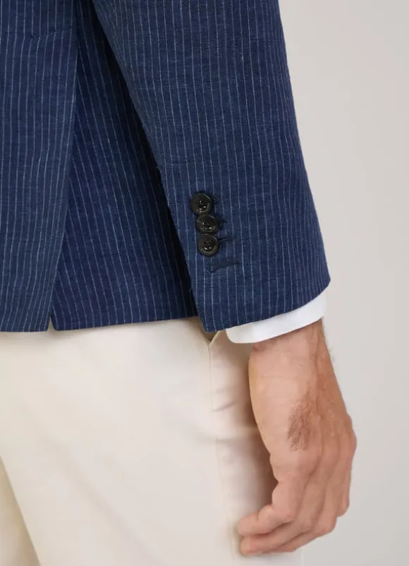 pinstripe linen blazer