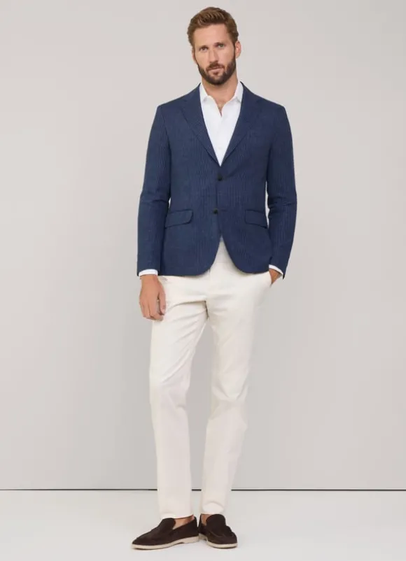 pinstripe linen blazer