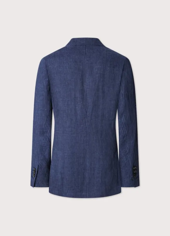 pinstripe linen blazer