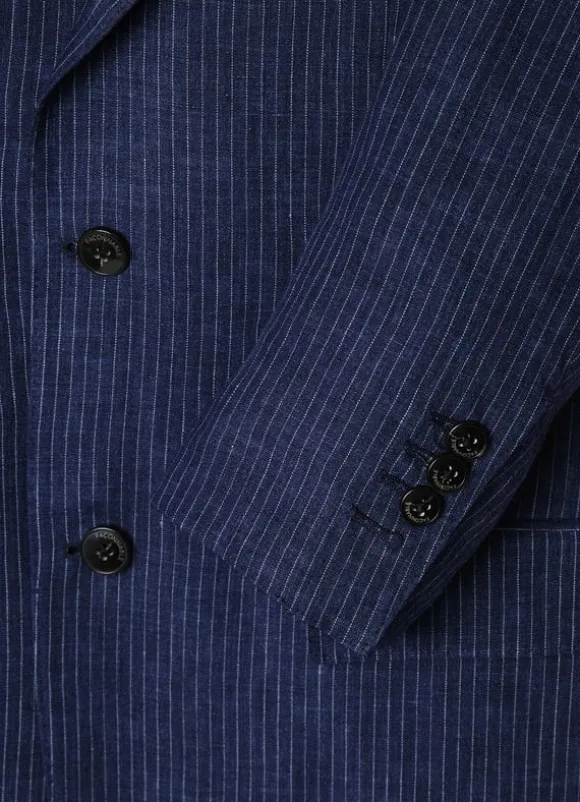 pinstripe linen blazer