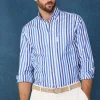 regular fit awning striped poplin shirt