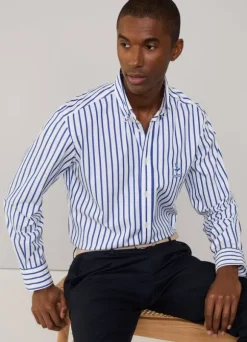 regular fit awning striped poplin shirt