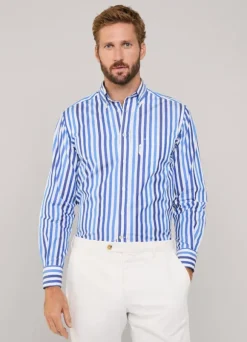 regular fit awning striped poplin shirt