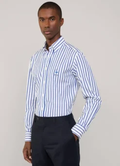regular fit awning striped poplin shirt