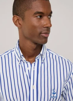 regular fit awning striped poplin shirt