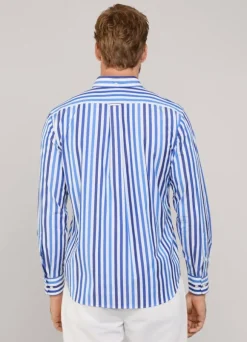 regular fit awning striped poplin shirt