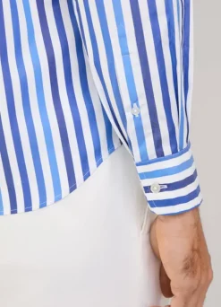 regular fit awning striped poplin shirt
