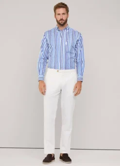 regular fit awning striped poplin shirt
