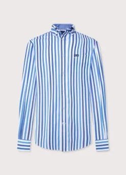 regular fit awning striped poplin shirt
