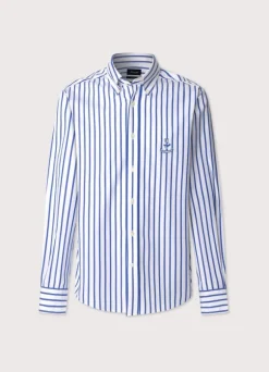 regular fit awning striped poplin shirt