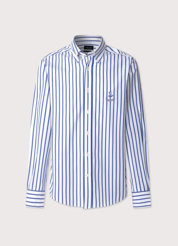 regular fit awning striped poplin shirt