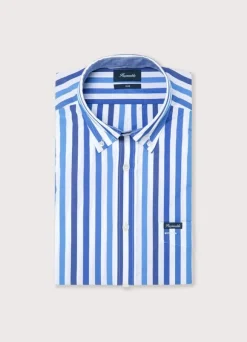 regular fit awning striped poplin shirt