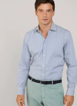 regular fit banker striped twill shirt