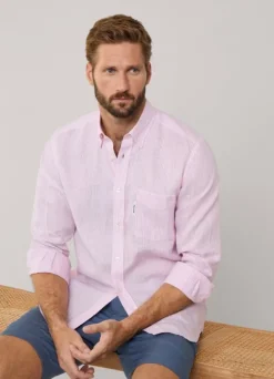regular fit bengal striped linen shirt